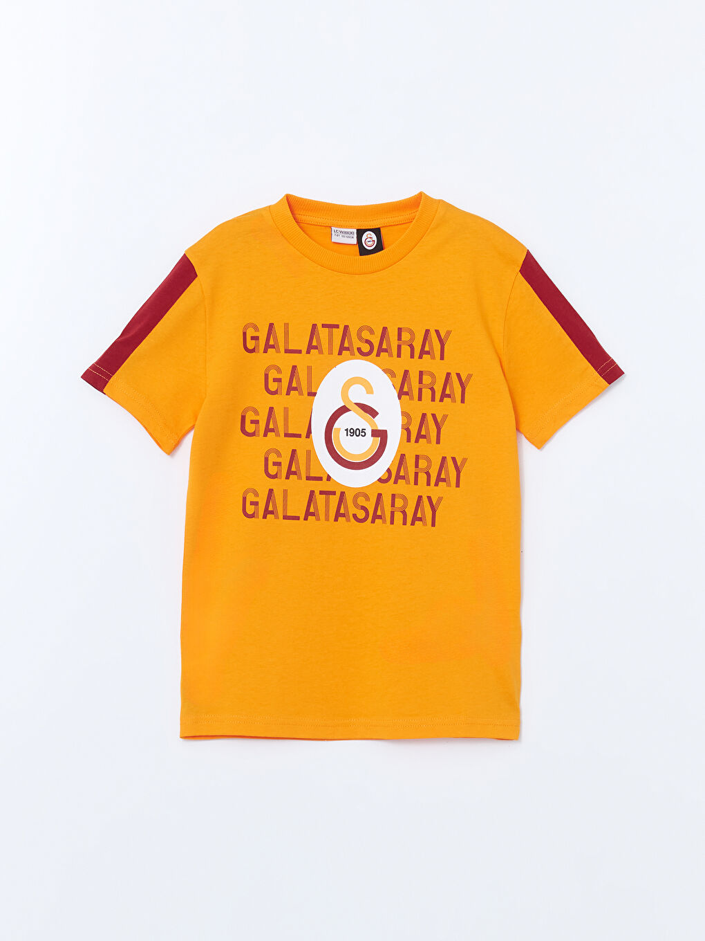 Sarı Bisiklet Yaka Galatasaray Baskılı Erkek Çocuk Tişört