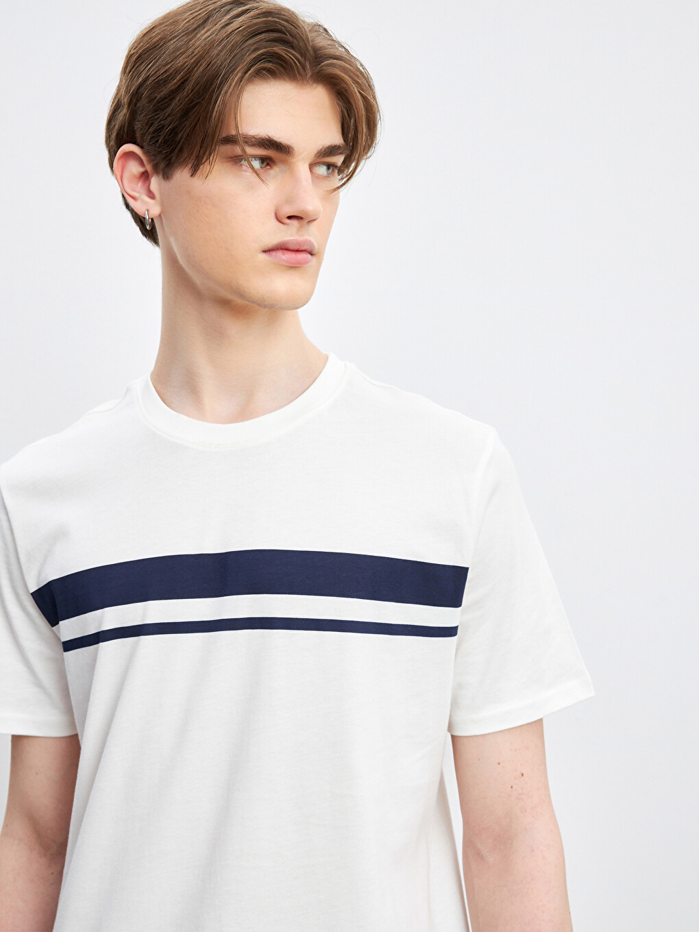 Crew Neck Short Sleeve Striped Jersey Men's T-shirt-2