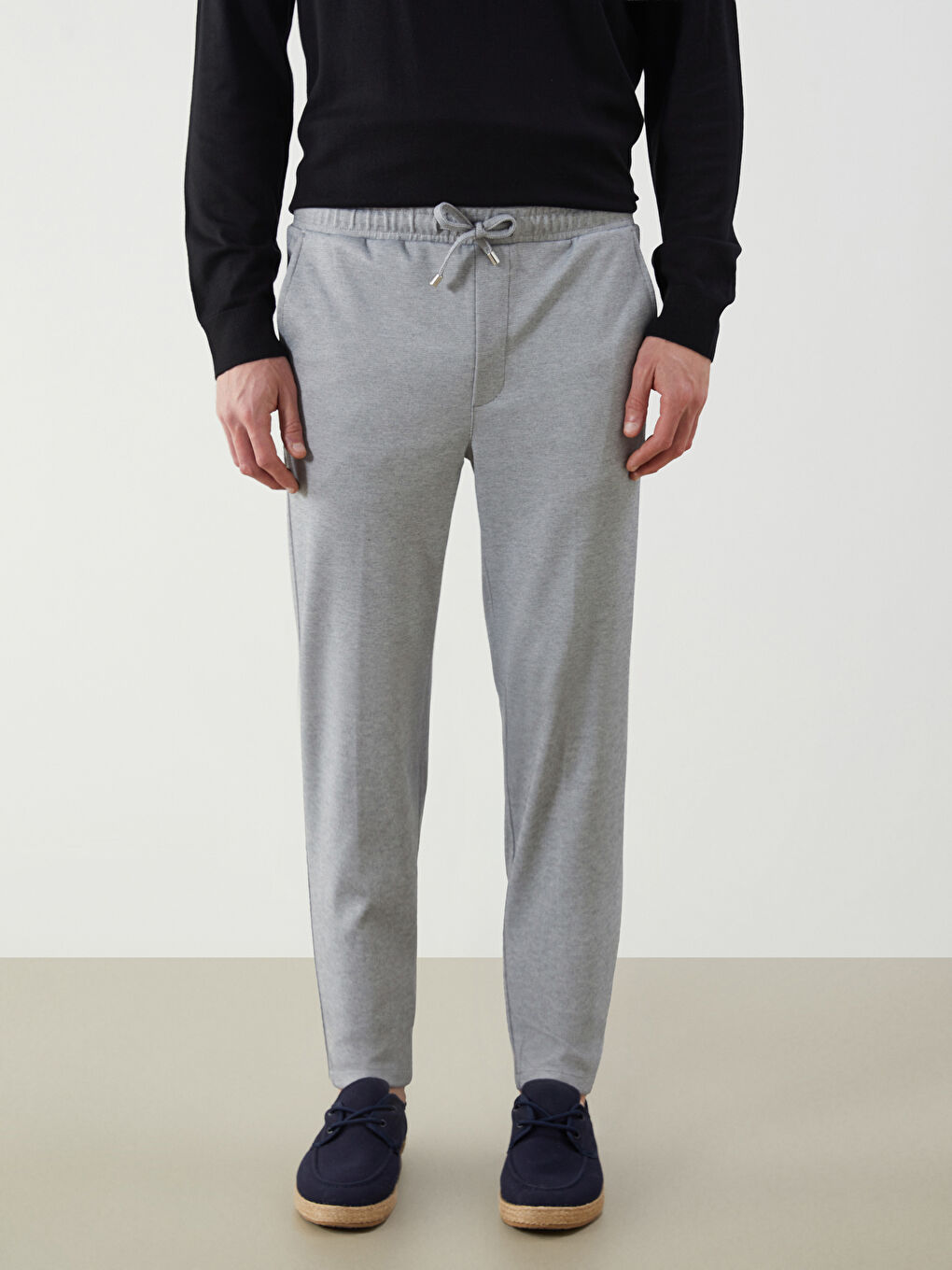 Men's Slim Fit Elastic Waist Trousers-1