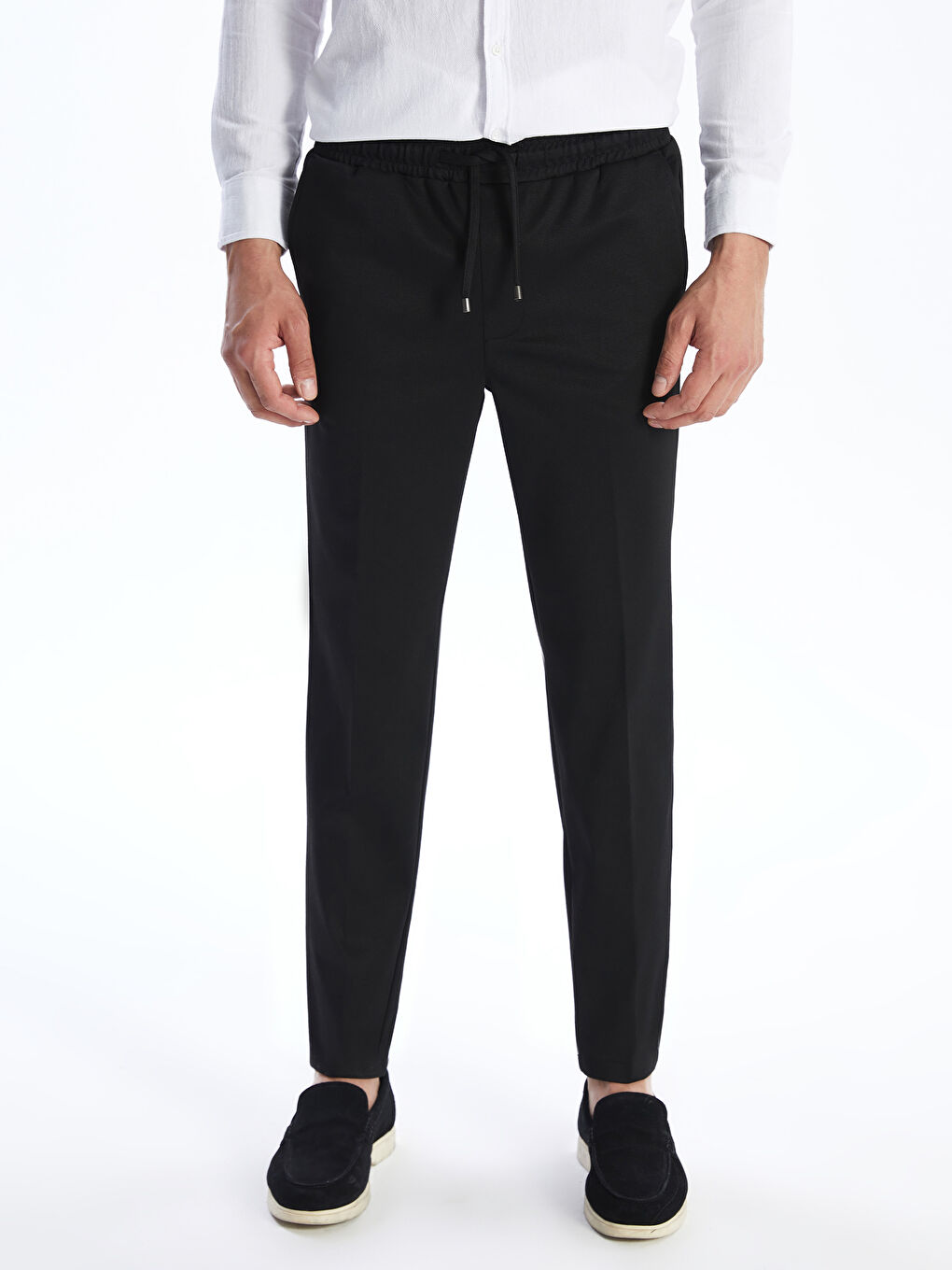 Men's Slim Fit Elastic Waist Trousers-1