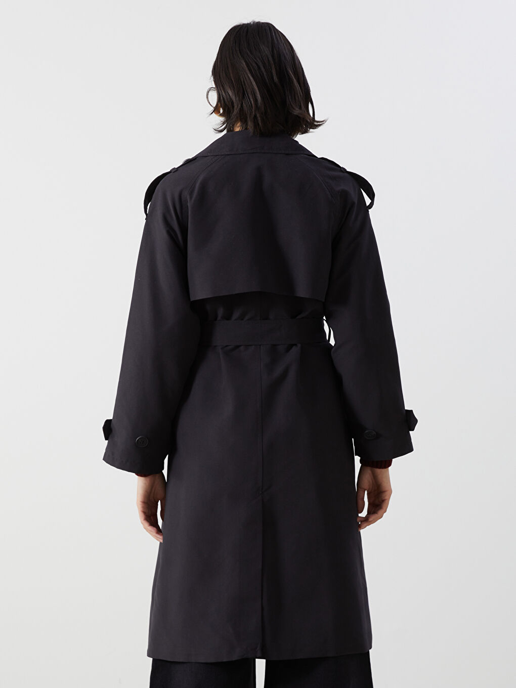 Women's Jacket Collar Plain Trench Coat -S55989Z8-CVL