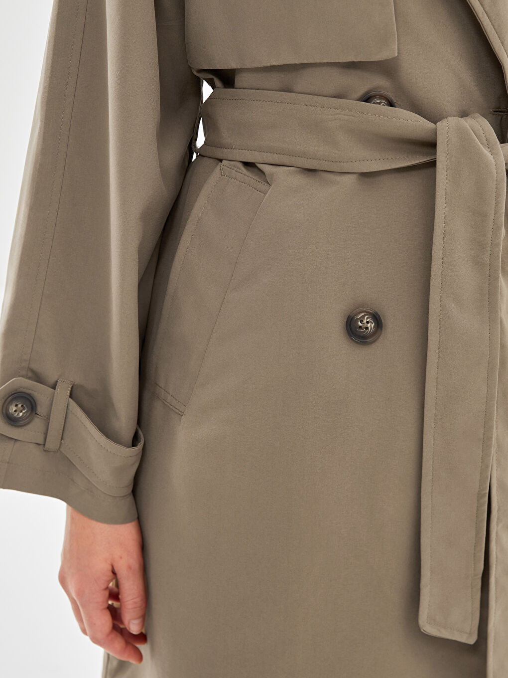 Women's Jacket Collar Plain Trench Coat -S55989Z8-SNQ