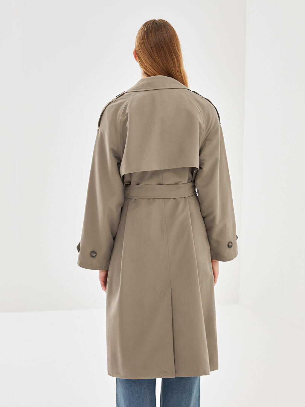 Women's Jacket Collar Plain Trench Coat -S55989Z8-SNQ