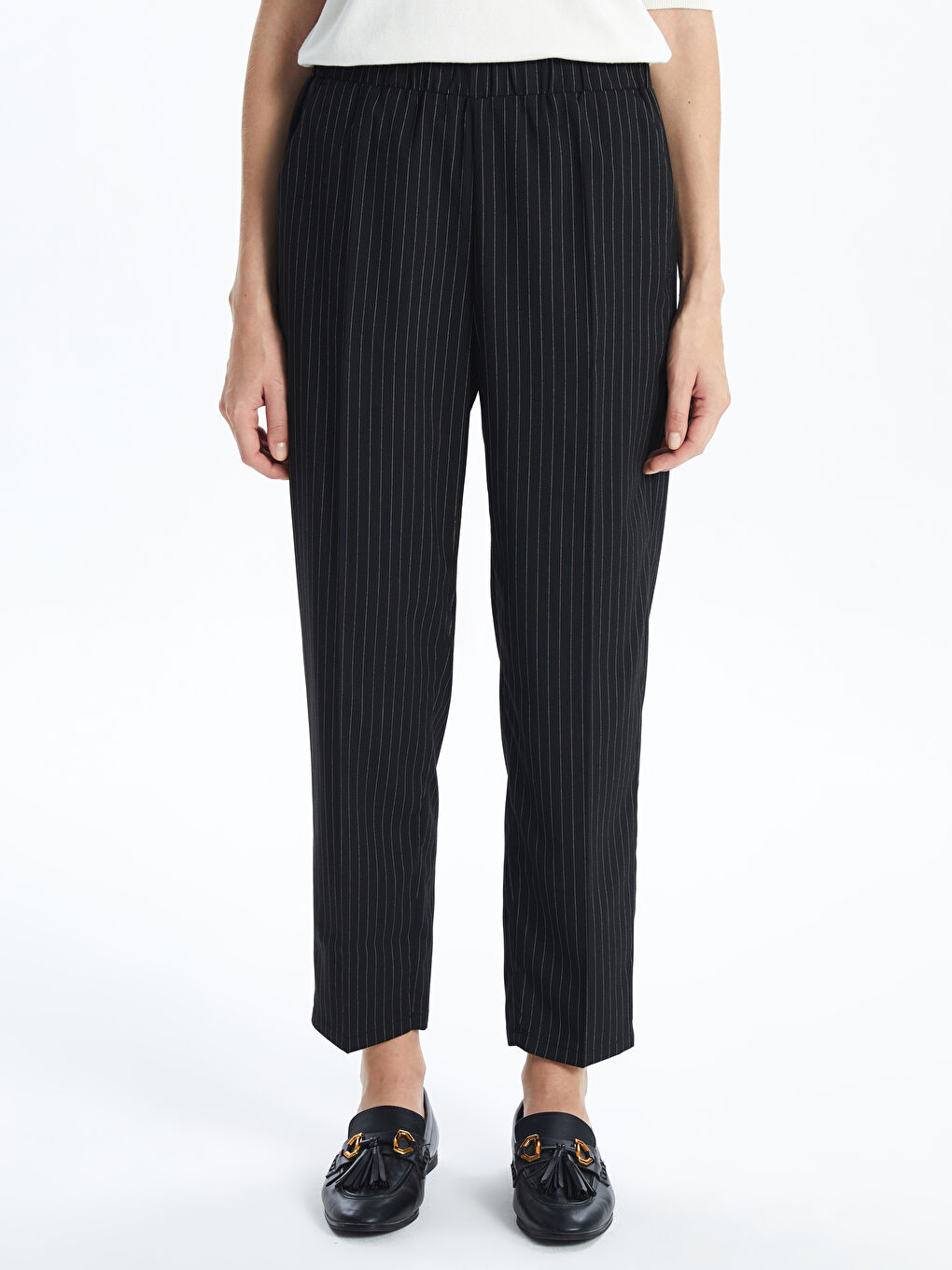 Elastic Waist Striped Women Trousers -S55997Z8-LEG