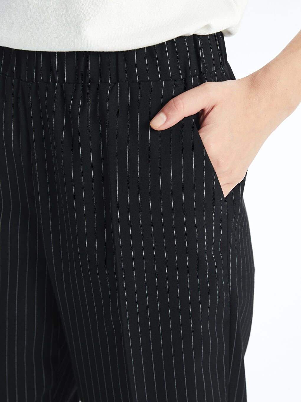 Elastic Waist Striped Women Trousers -S55997Z8-LEG