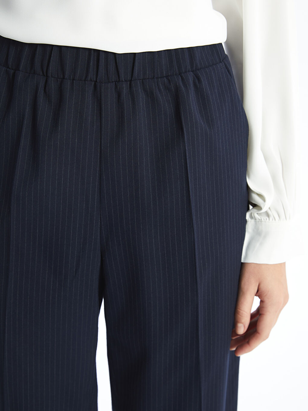 Prugaste pantalone za žene sa elastičnim strukom -S55997Z8-LGB