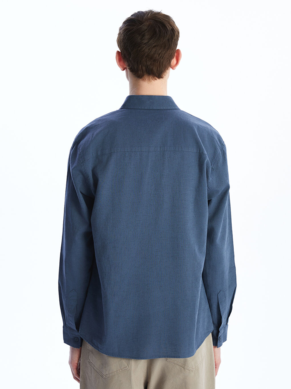 Regular Fit Long Sleeve Linen-Blend Men's Shirt -S56002Z8-K1Y