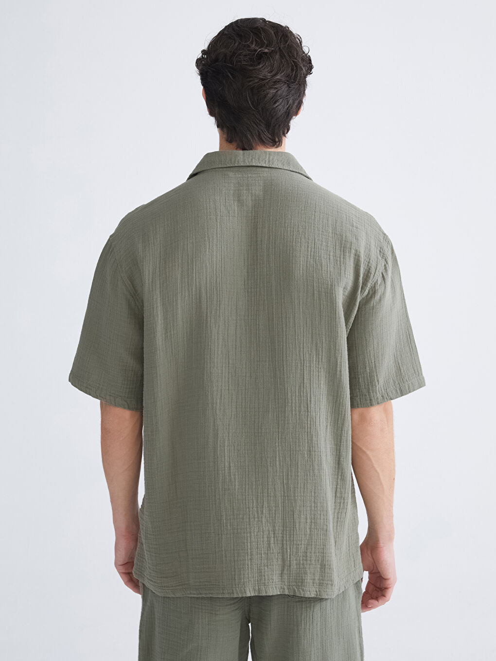 Ерлерге арналған стандартты пішім мақта қысқа жең жейде-3