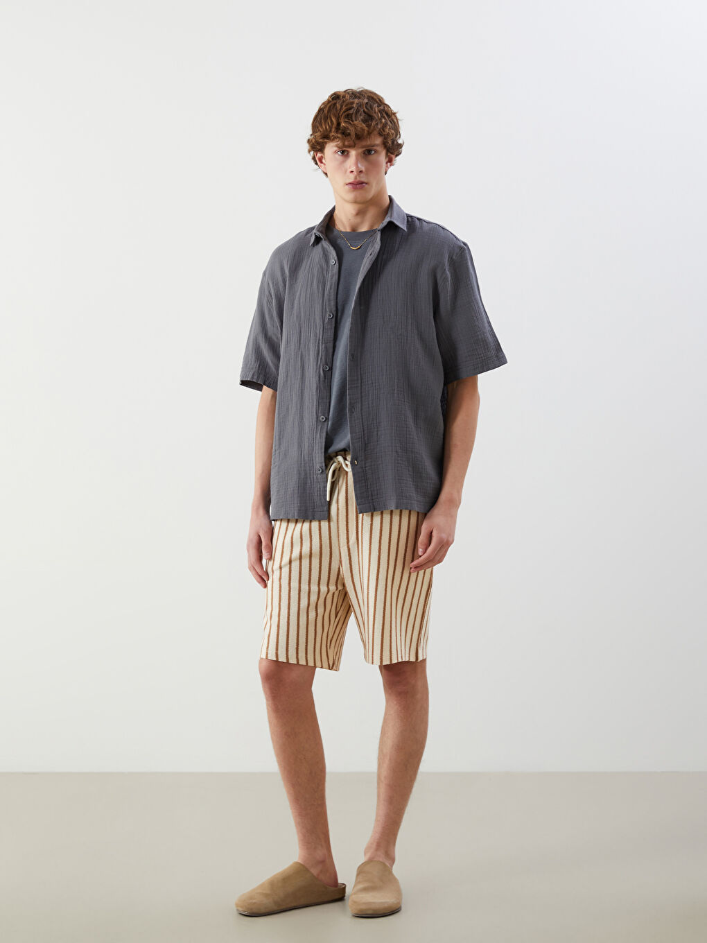 XSIDE Relaxed Fit Muslin Men's Shirt -S56005Z8-YRH