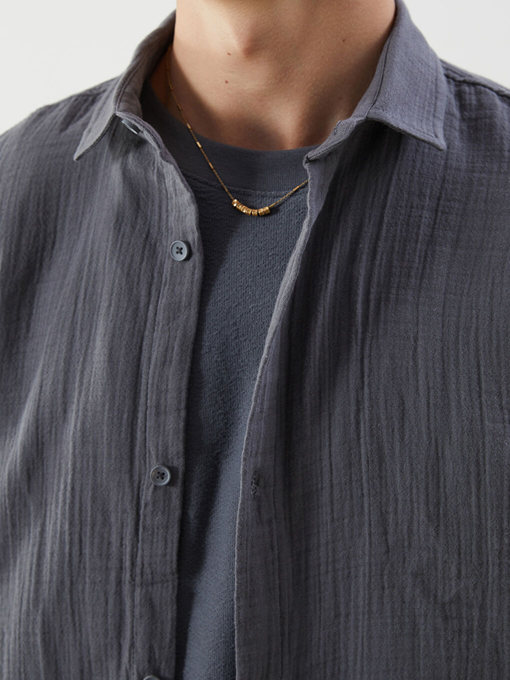 XSIDE Relaxed Fit Muslin Men's Shirt -S56005Z8-YRH
