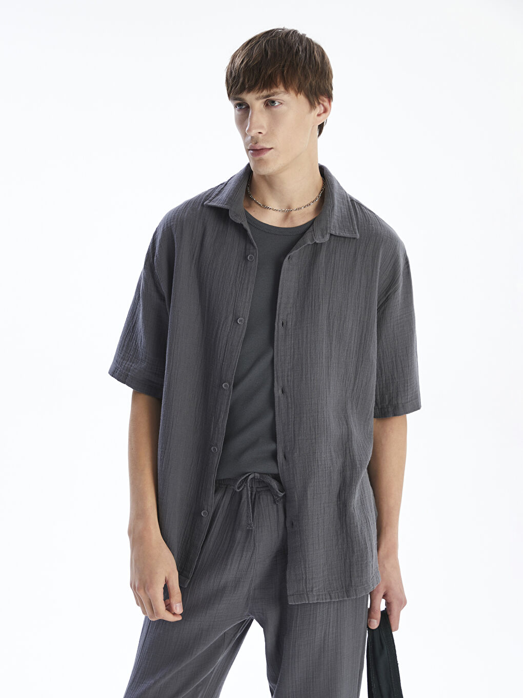 XSIDE Relaxed Fit Muslin Men's Shirt -S56005Z8-YRH