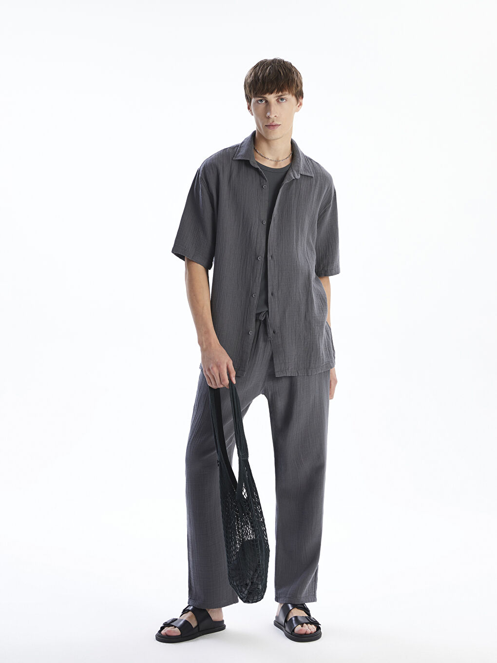 XSIDE Relaxed Fit Muslin Men's Shirt -S56005Z8-YRH