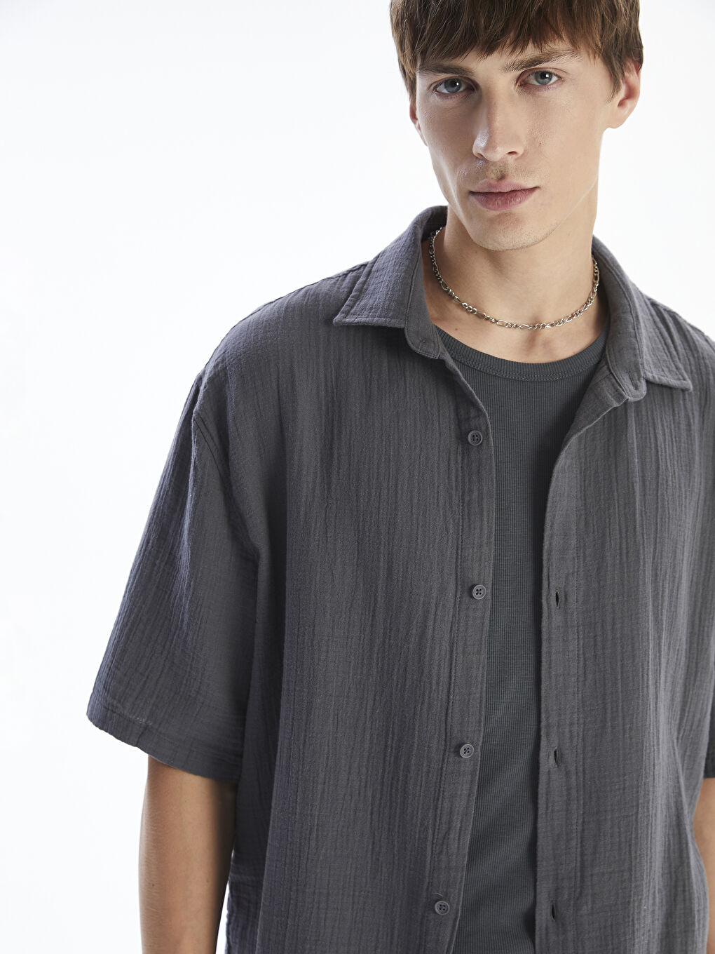 XSIDE Relaxed Fit Muslin Men's Shirt -S56005Z8-YRH