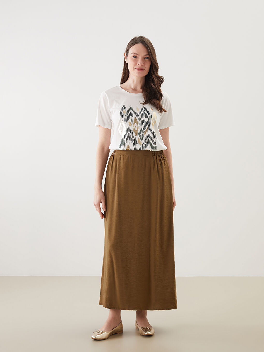 LCW Grace Crew Neck Patterned Women's T-Shirt -S56011Z8-FDU