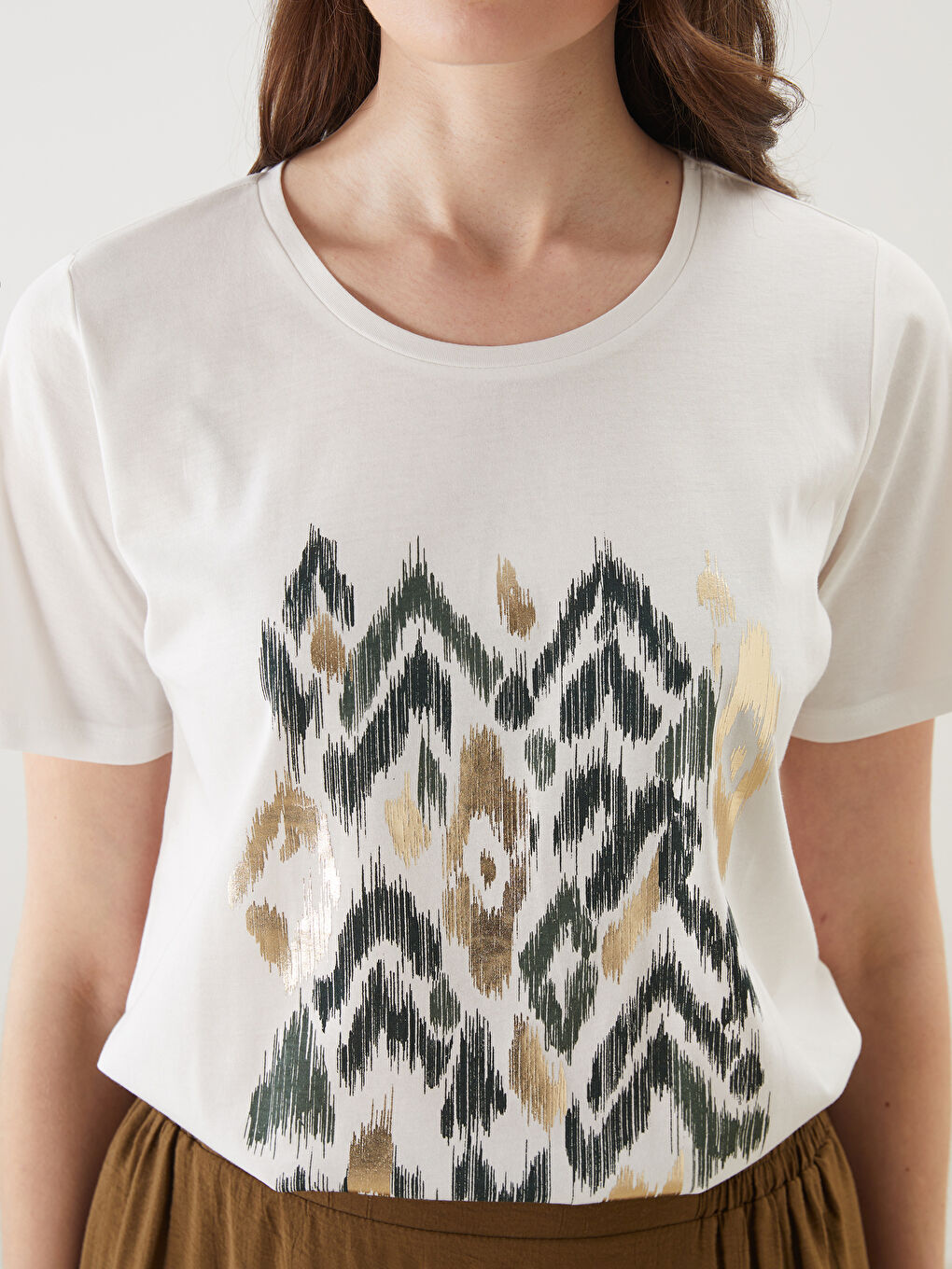 LCW Grace Crew Neck Patterned Women's T-Shirt -S56011Z8-FDU