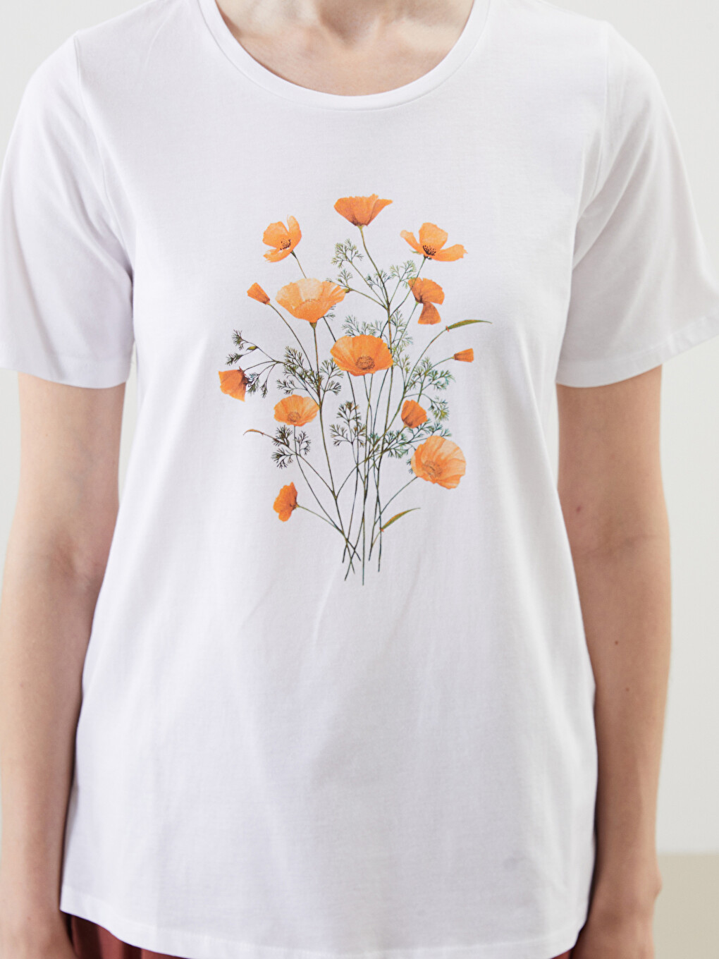 Tricou Guler Rotund Floral Jerseu Pentru Femei-2