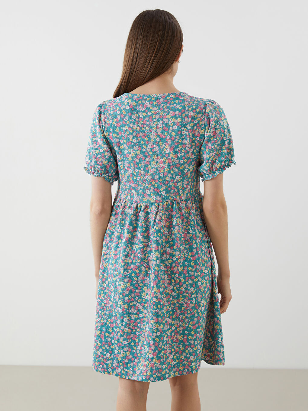 V-Neck Floral Mini Dress -S56019Z8-LRR