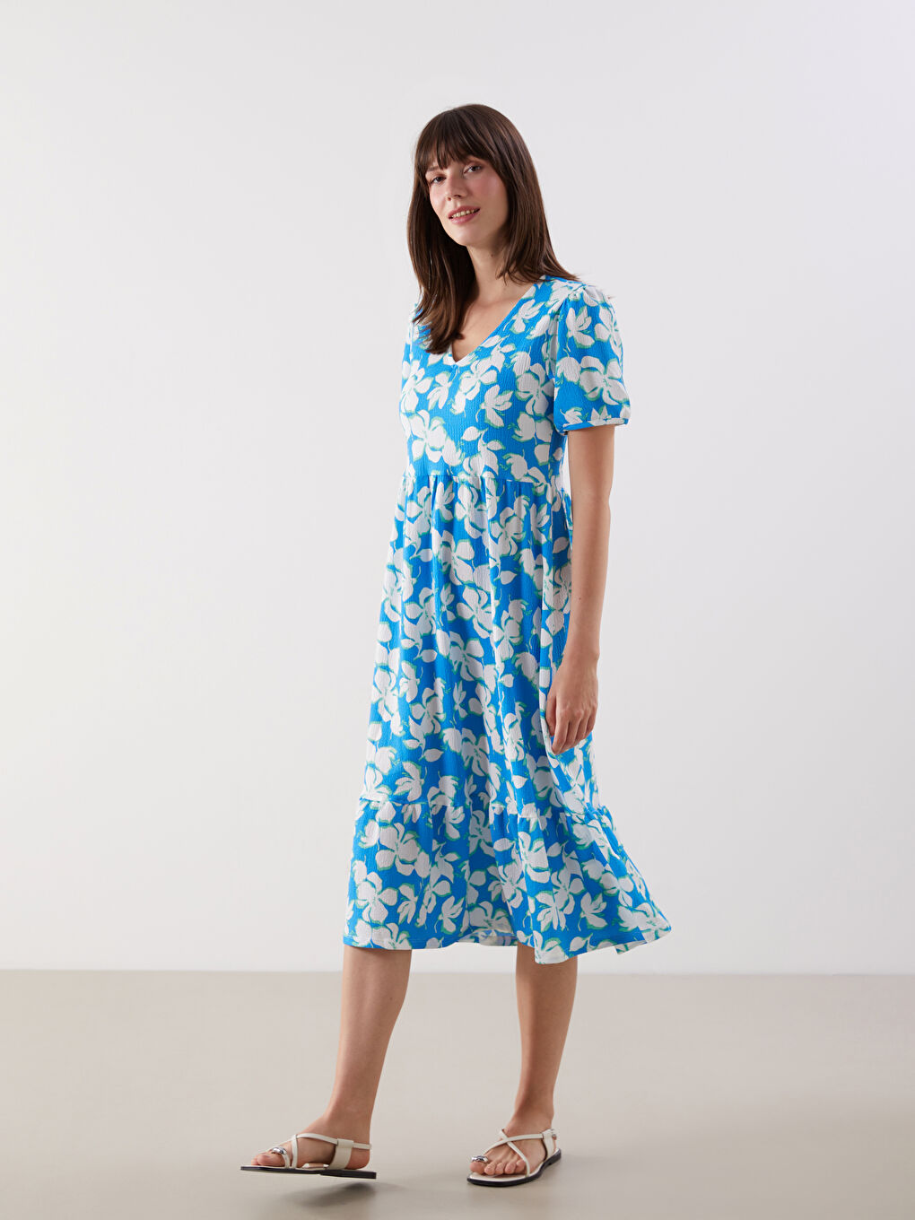 V Neck Floral Women's Dress -S56020Z8-LQQ