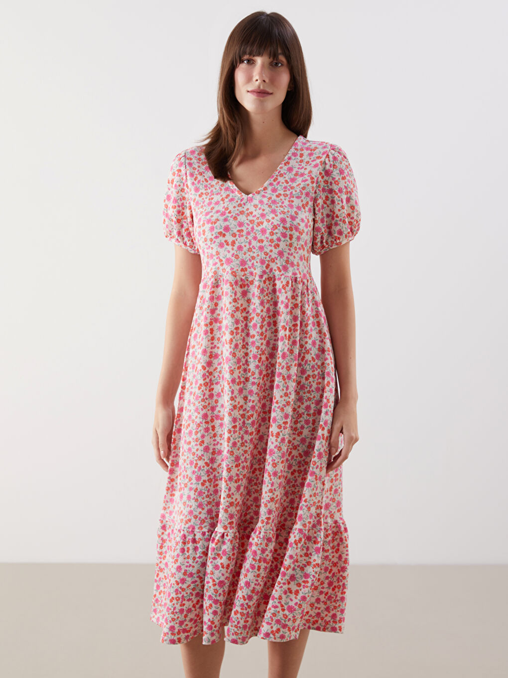 V Neck Floral Women's Dress -S56020Z8-LT9