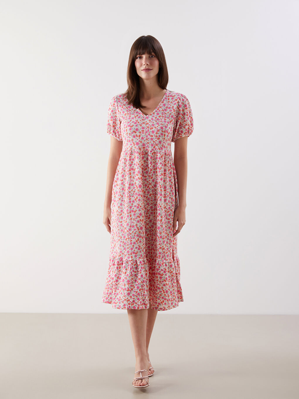 V Neck Floral Women's Dress -S56020Z8-LT9