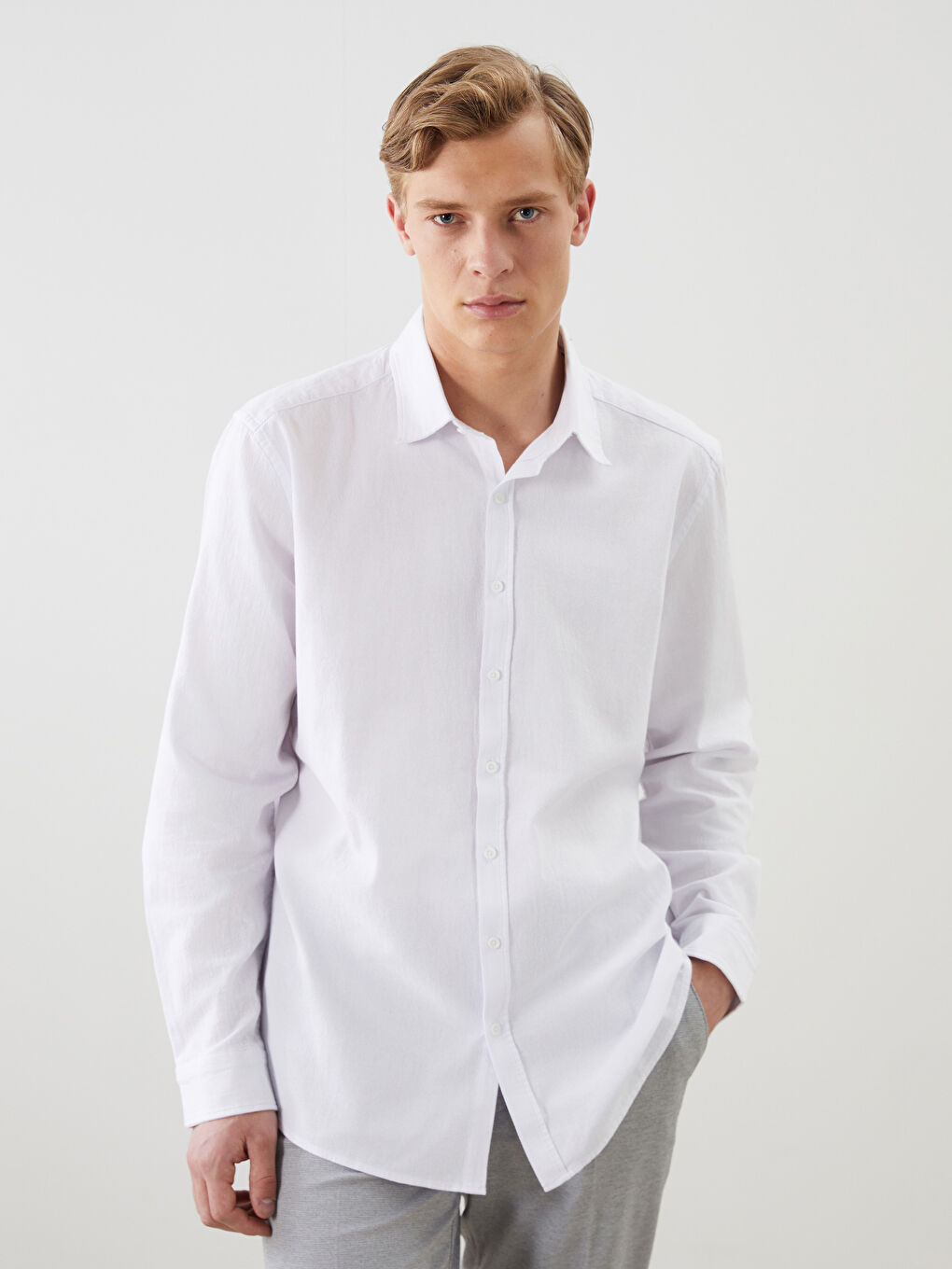Muška košulja dugih rukava slim fit od dobby tkanine -S56026Z8-Q6K