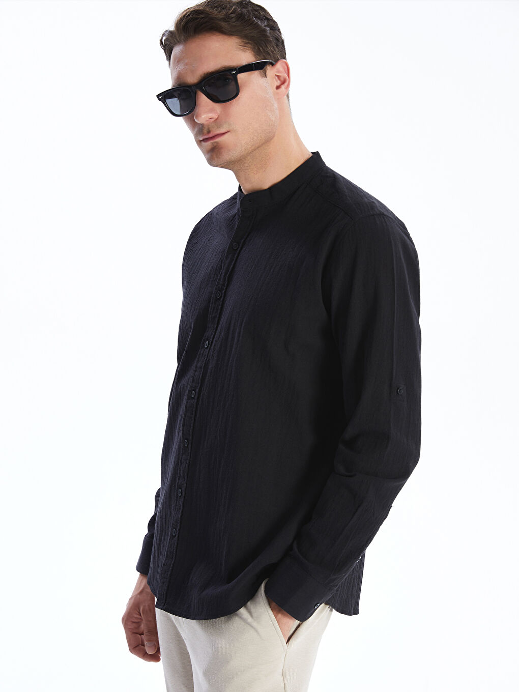 Muška košulja dugih rukava slim fit od dobby tkanine -S56028Z8-CVL
