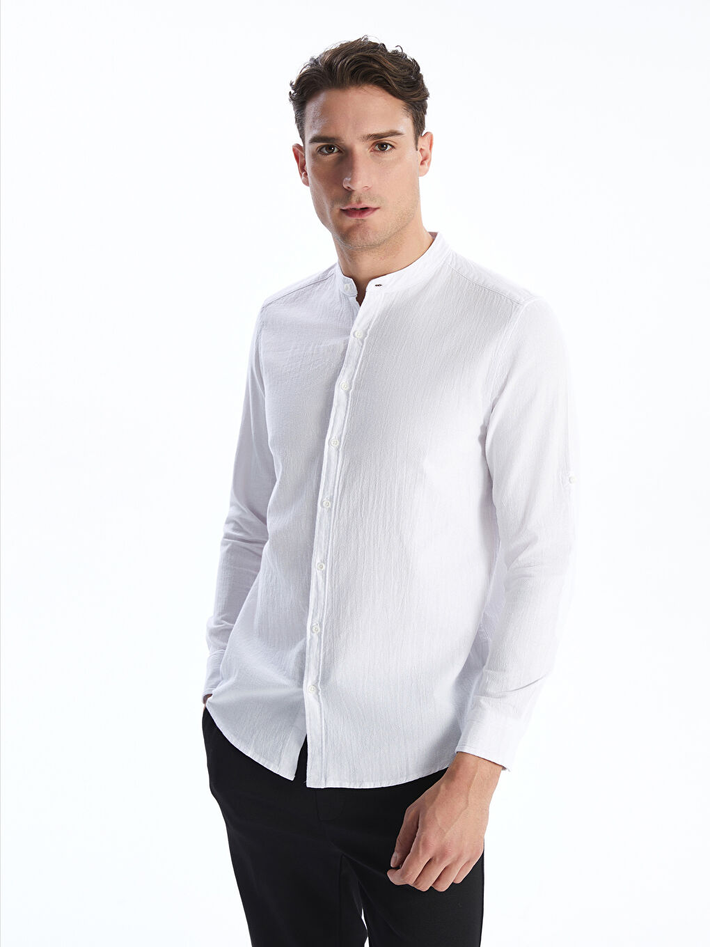 Muška košulja dugih rukava slim fit od dobby tkanine -S56028Z8-Q6K