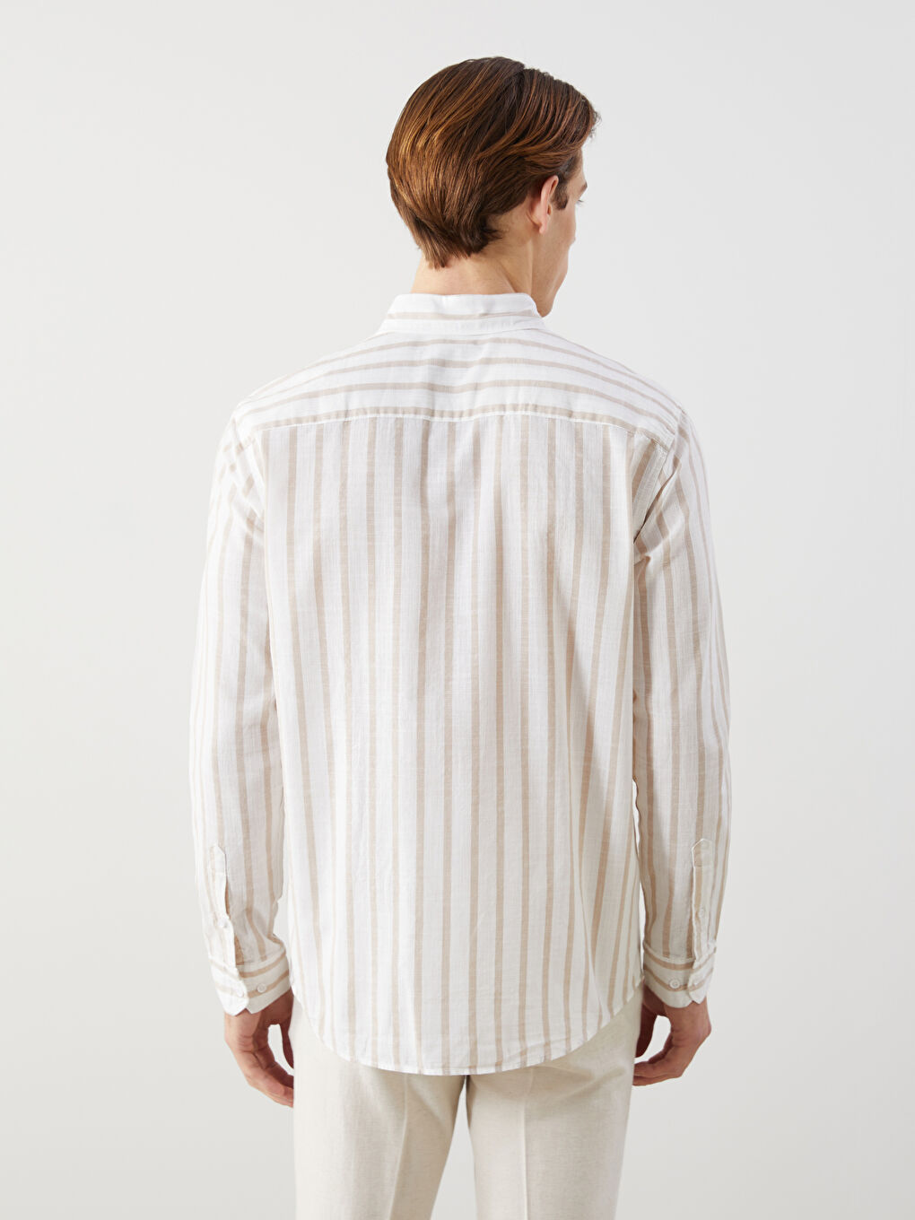 LC WAIKIKI Slim Fit Long Sleeve Striped Poplin Men's Shirt -S56029Z8-LE8