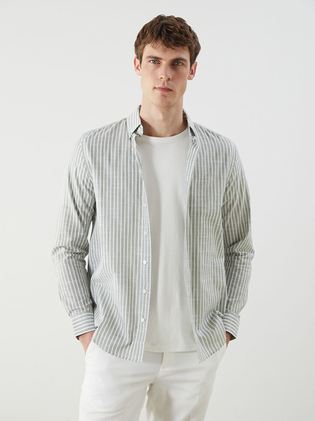 LC Waikiki Slim Fit Long Sleeve Striped Men's Shirt -S56029Z8-LGE