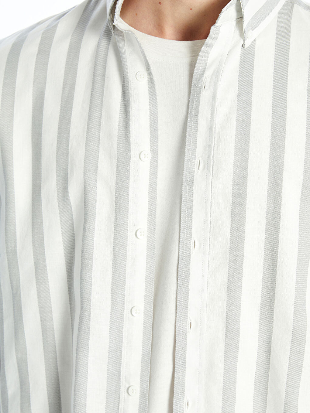 Regular Fit Long Sleeve Striped Men's Shirt -S56031Z8-LFY