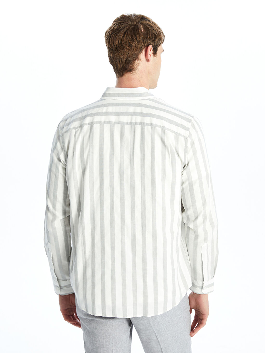 Regular Fit Long Sleeve Striped Men's Shirt -S56031Z8-LFY