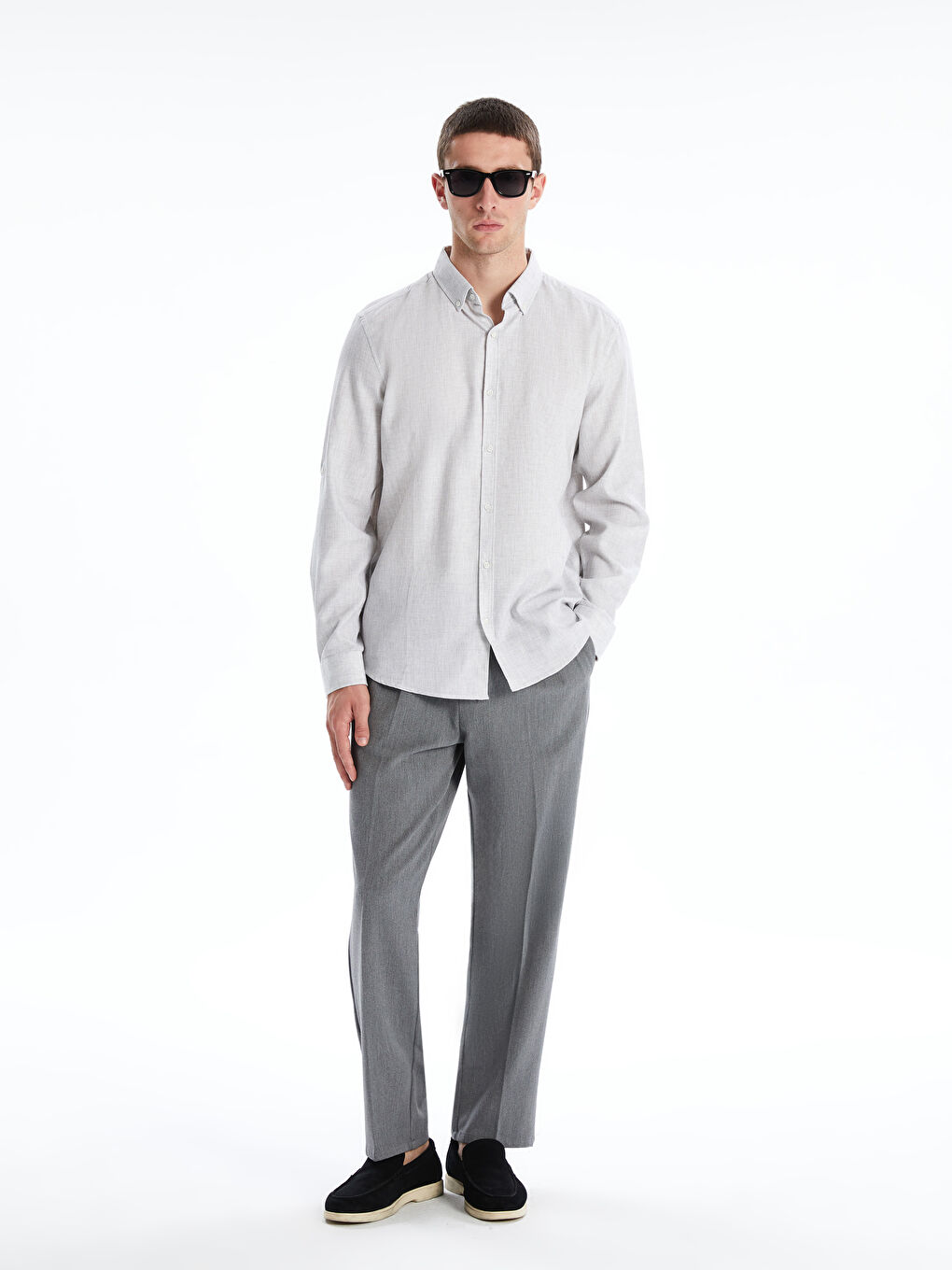 Slim Fit Long Sleeve Dobby Men's Shirt -S56034Z8-CUZ
