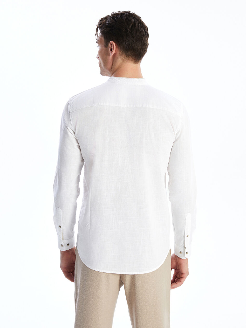 Slim Fit Long Sleeve Poplin Men's Shirt -S56038Z8-Q6K