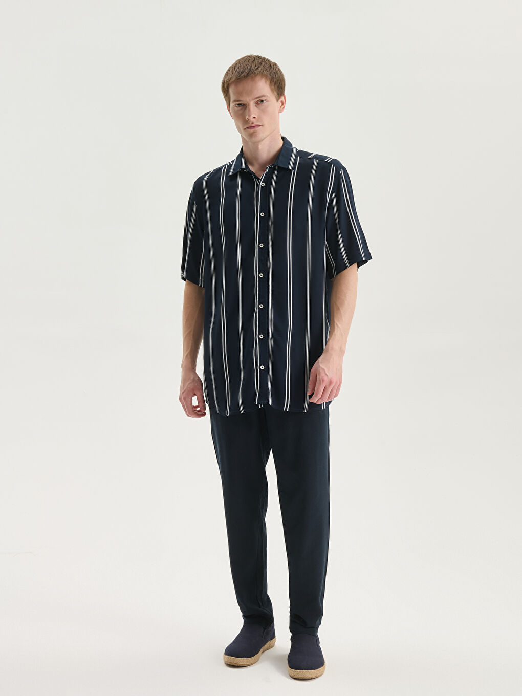 LCW Vision Regular fit muška prugasta košulja kratkih rukava -S56046Z8-LGS