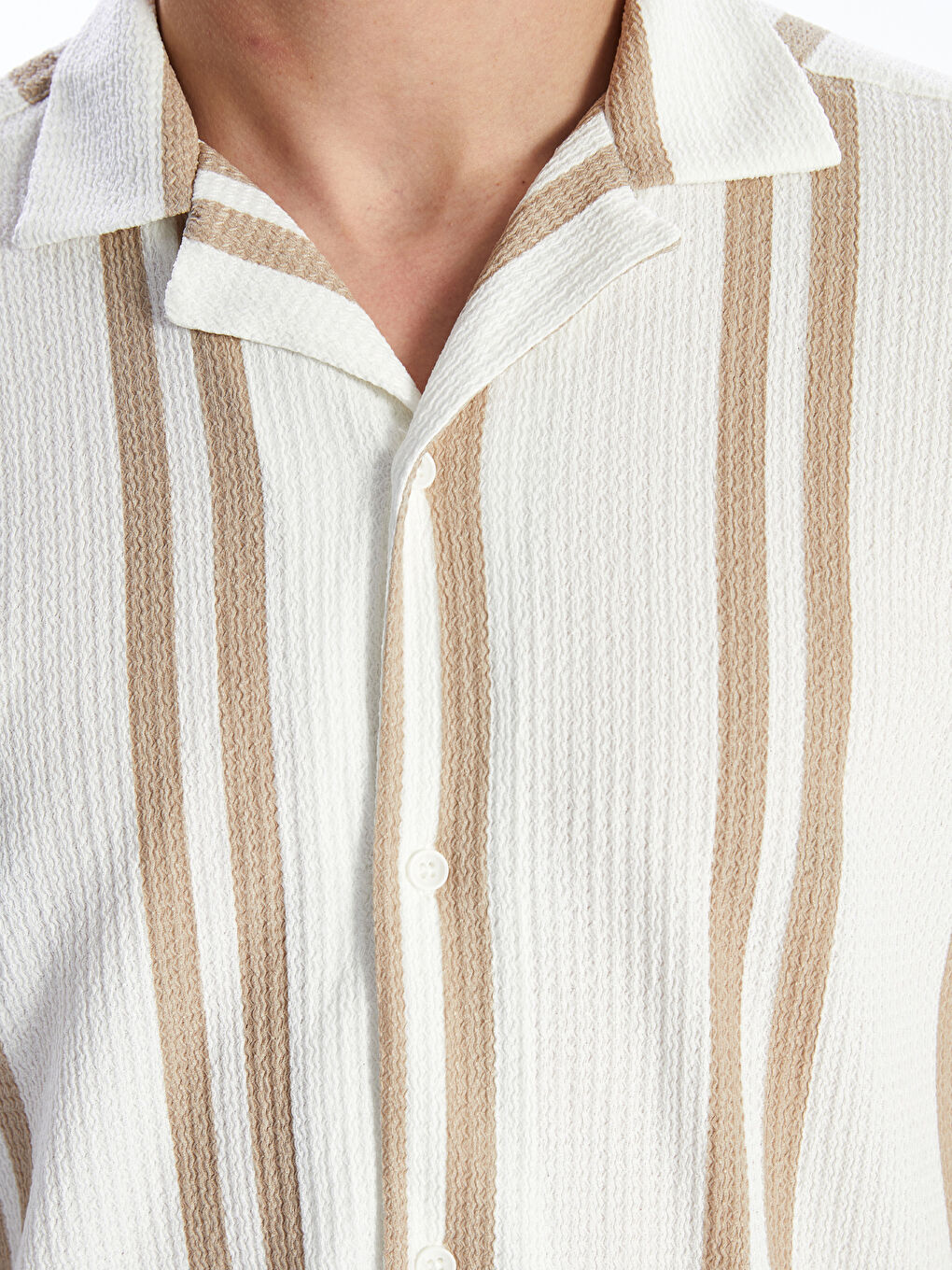 Рубашка Мужская Стандартного Кроя с Коротким Рукавом из Ткани Добби в Полоску-2