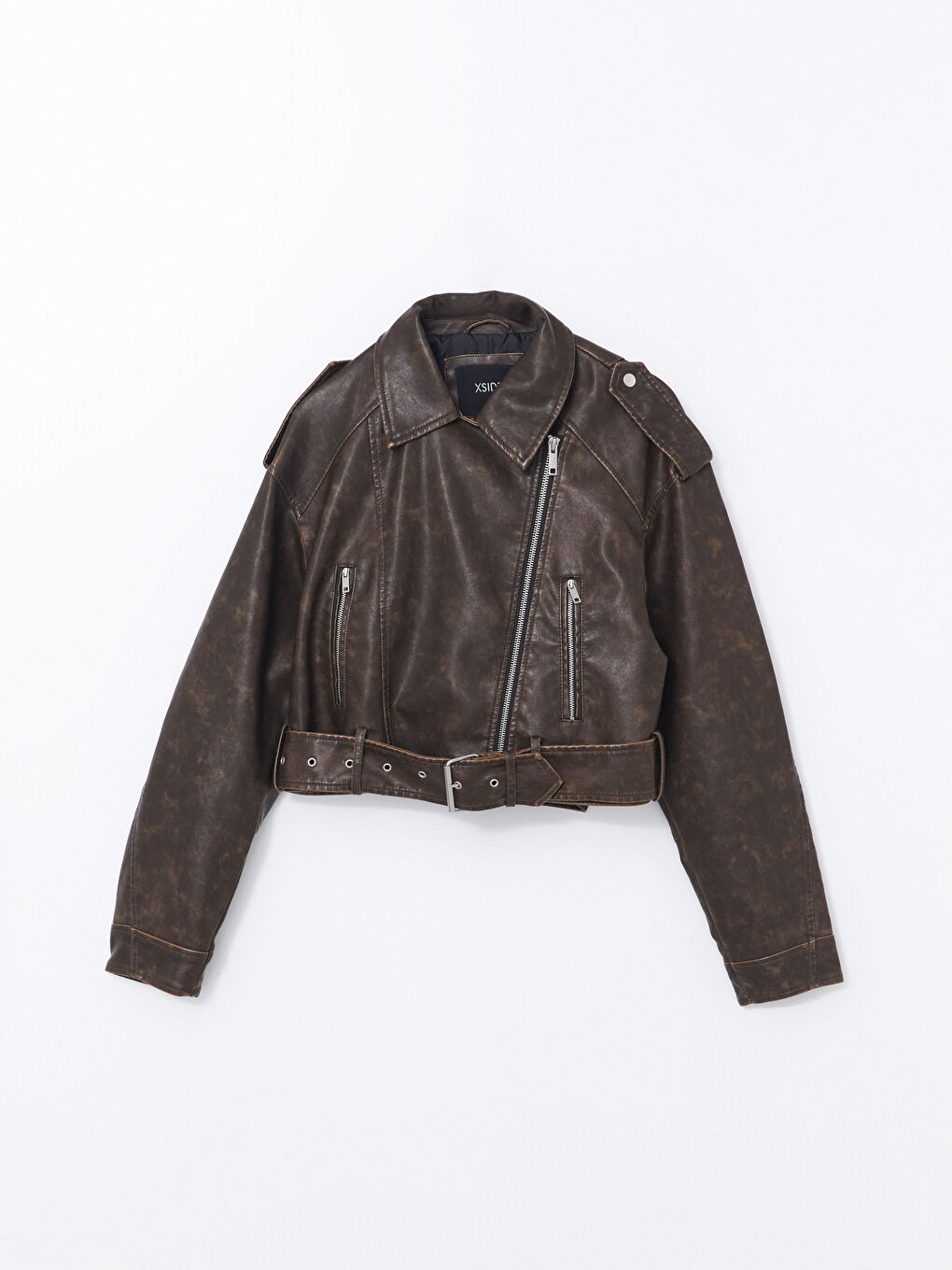 Biker Collar Women's Leather Look Jacket -S56051Z8-YA1