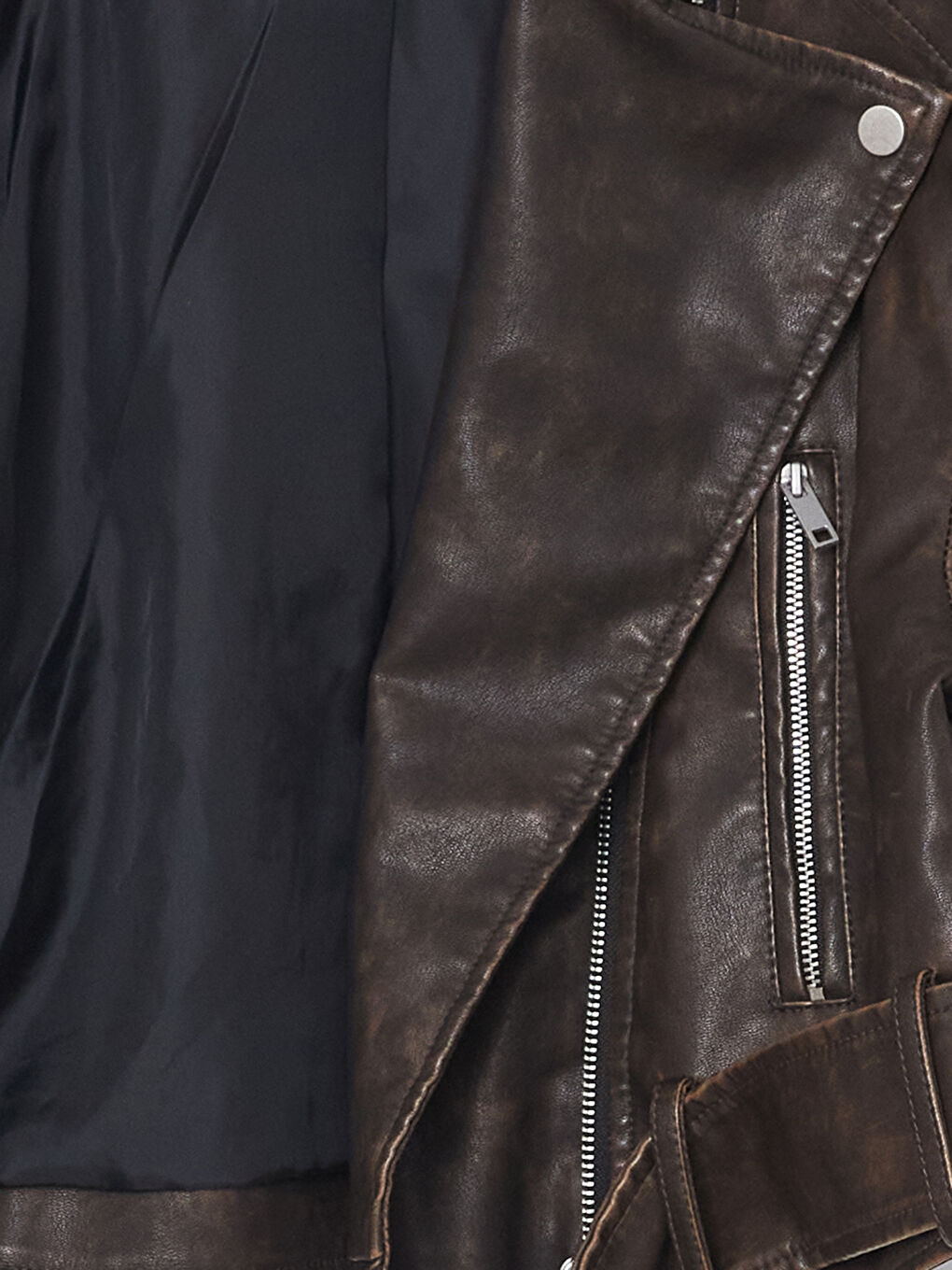Biker Collar Women's Leather Look Jacket -S56051Z8-YA1