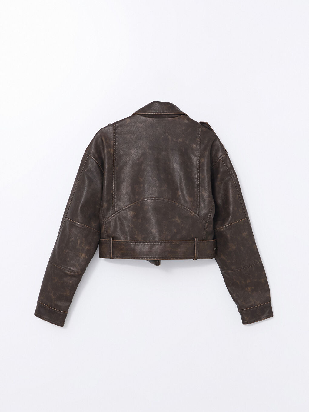 Biker Collar Women's Leather Look Jacket -S56051Z8-YA1