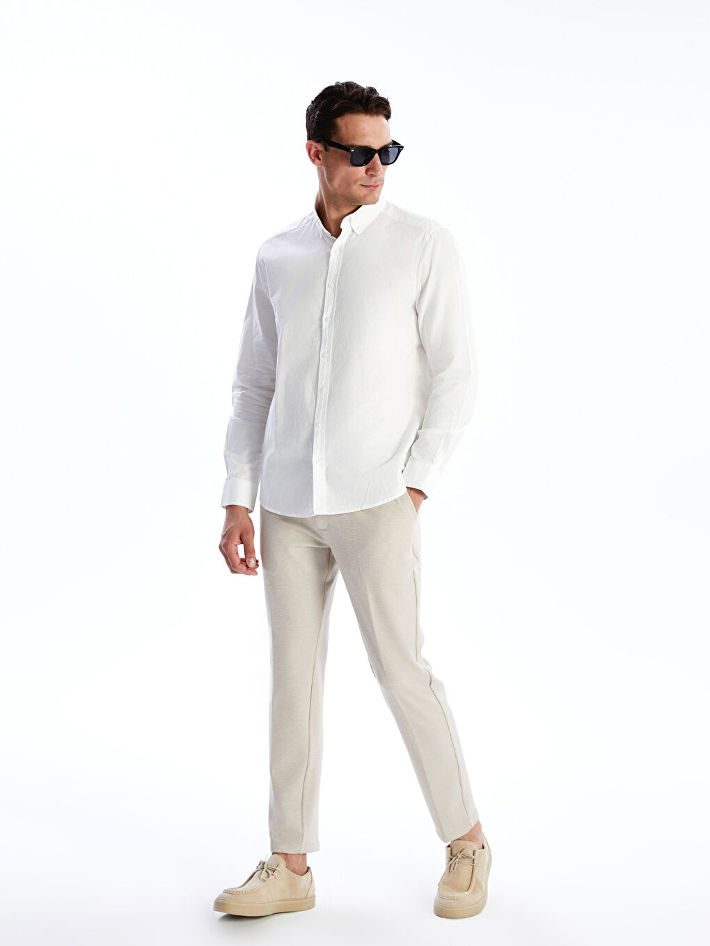 ерлерге арналған ұзын жеңді оксфорд жейде-1