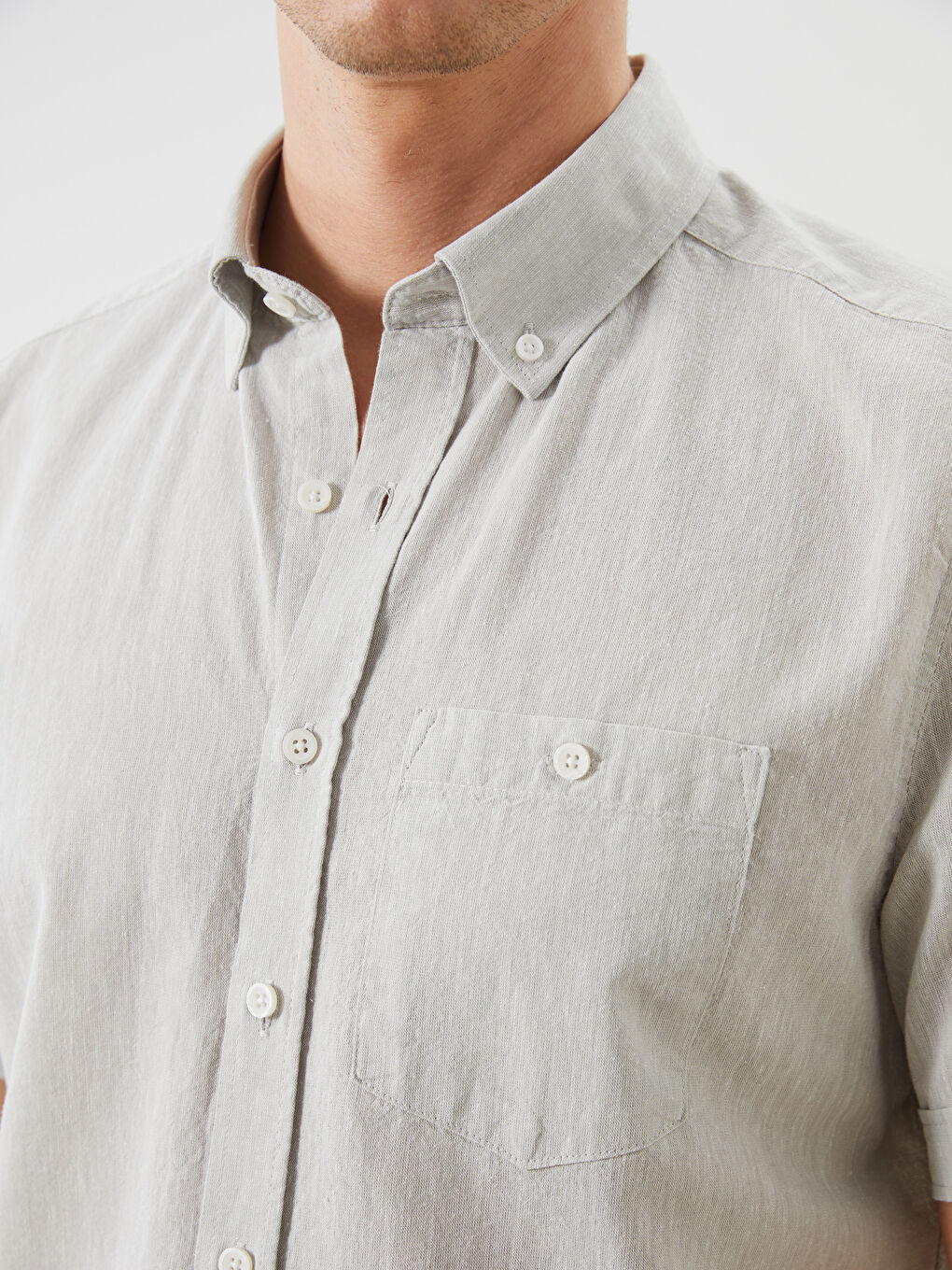 Regular Fit Linen Blend Men's Shirt -S56053Z8-GDA