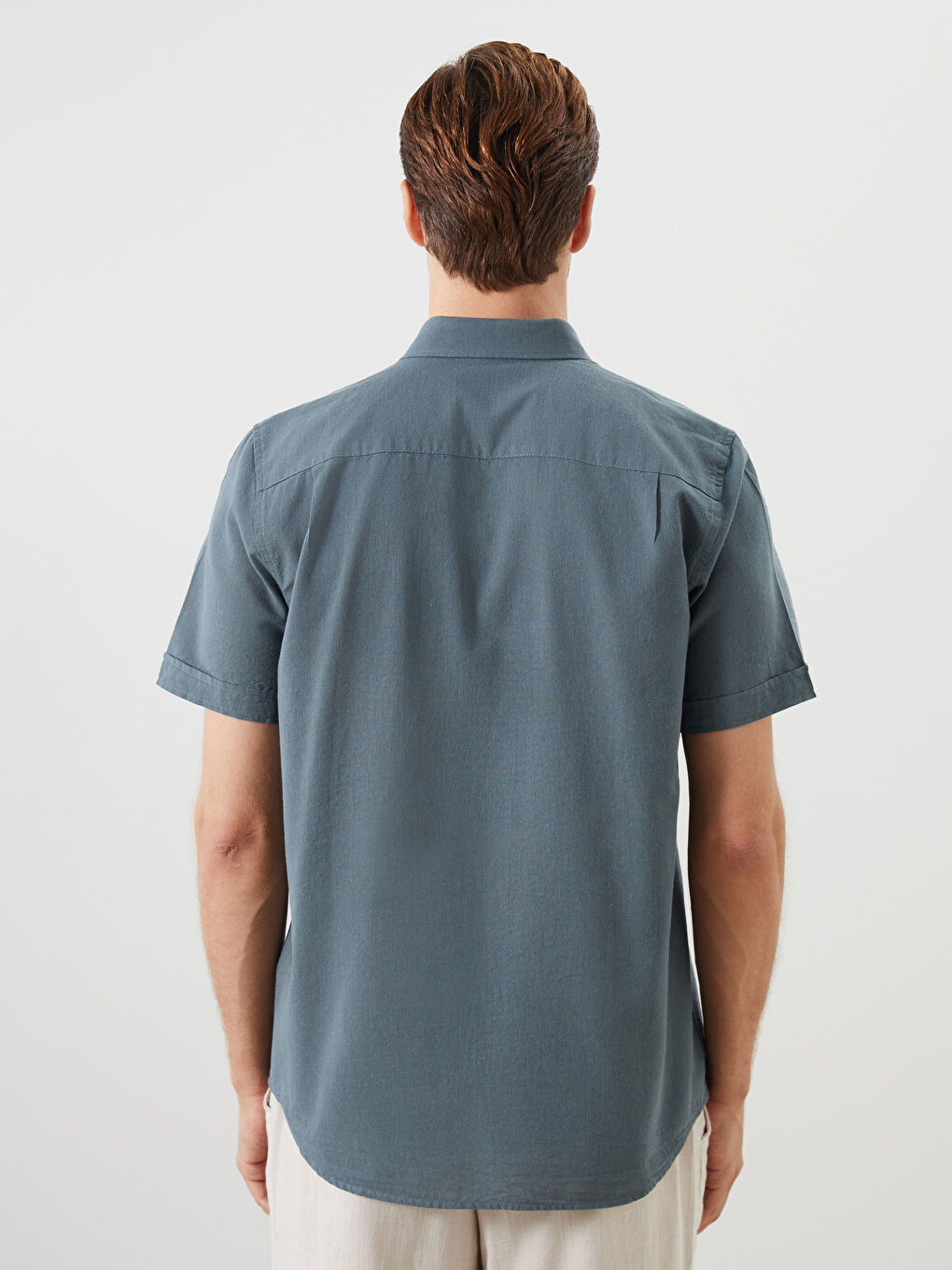 Regular Fit Linen Blend Men's Shirt -S56053Z8-V2D