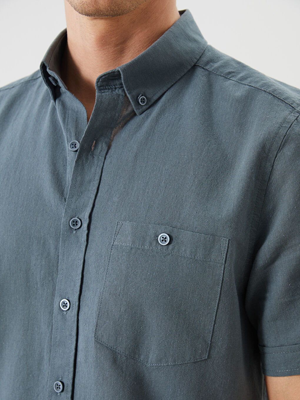 Regular Fit Linen Blend Men's Shirt -S56053Z8-V2D
