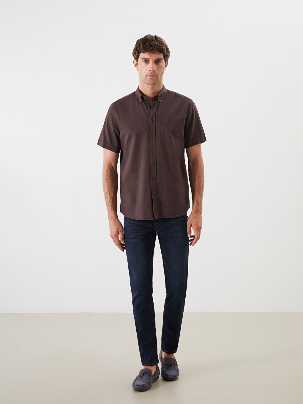 Regular Fit Linen Blend Men's Shirt -S56053Z8-ZUP