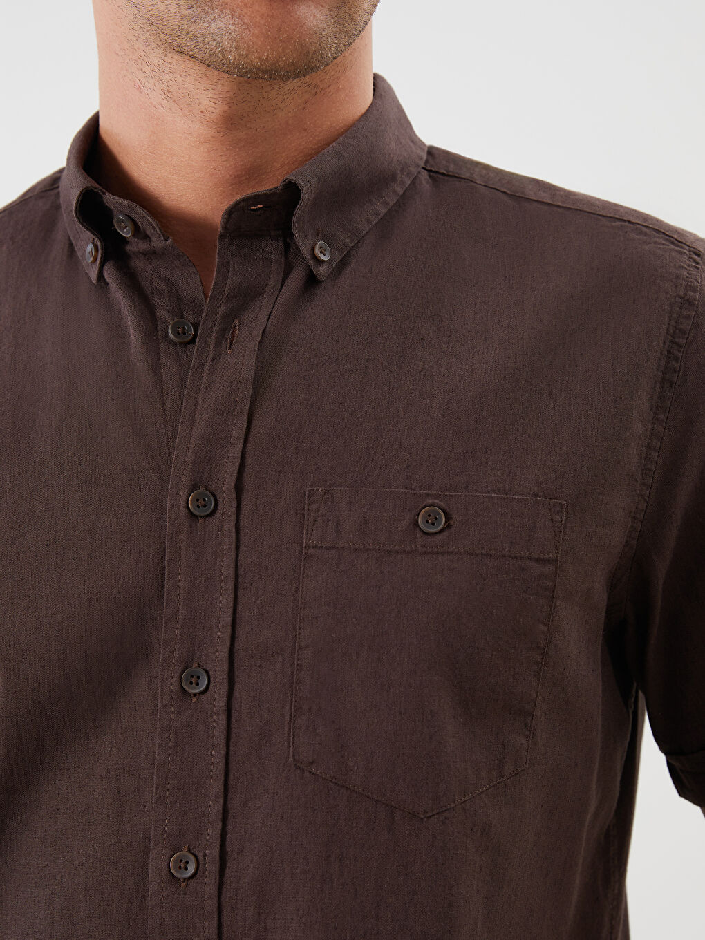 Regular Fit Linen Blend Men's Shirt -S56053Z8-ZUP