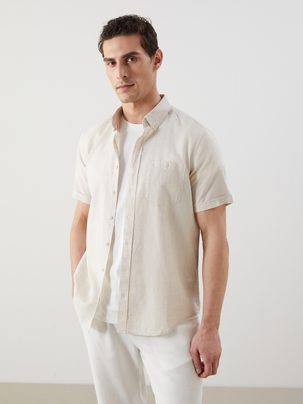 Regular Fit Linen Blend Men's Shirt-1