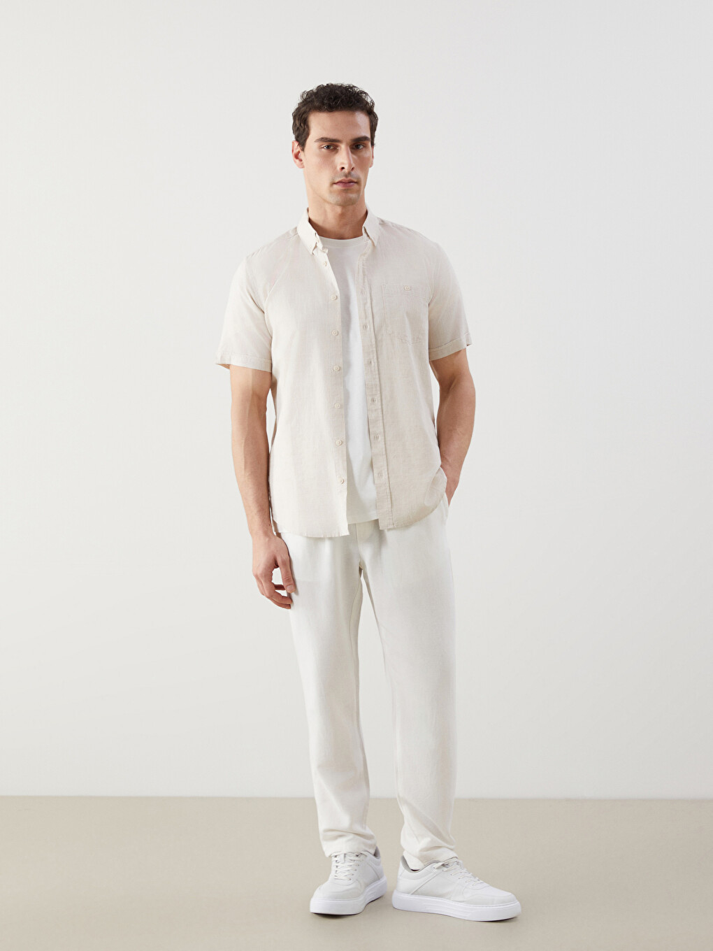 Regular Fit Linen Blend Men's Shirt-3