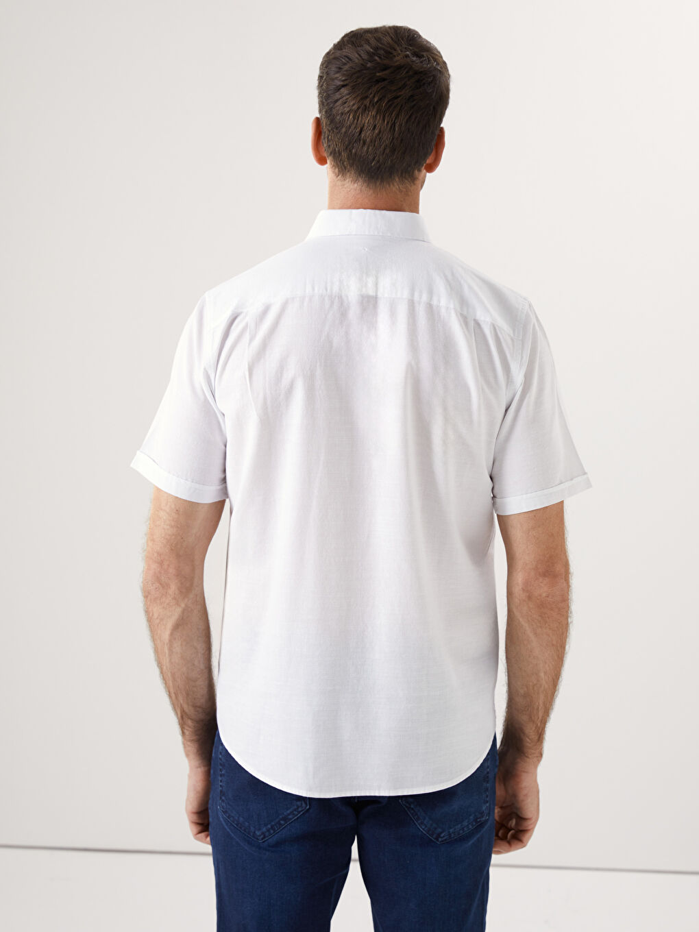 Regular Fit Short Sleeve Poplin Men's Shirt -S56055Z8-Q6K