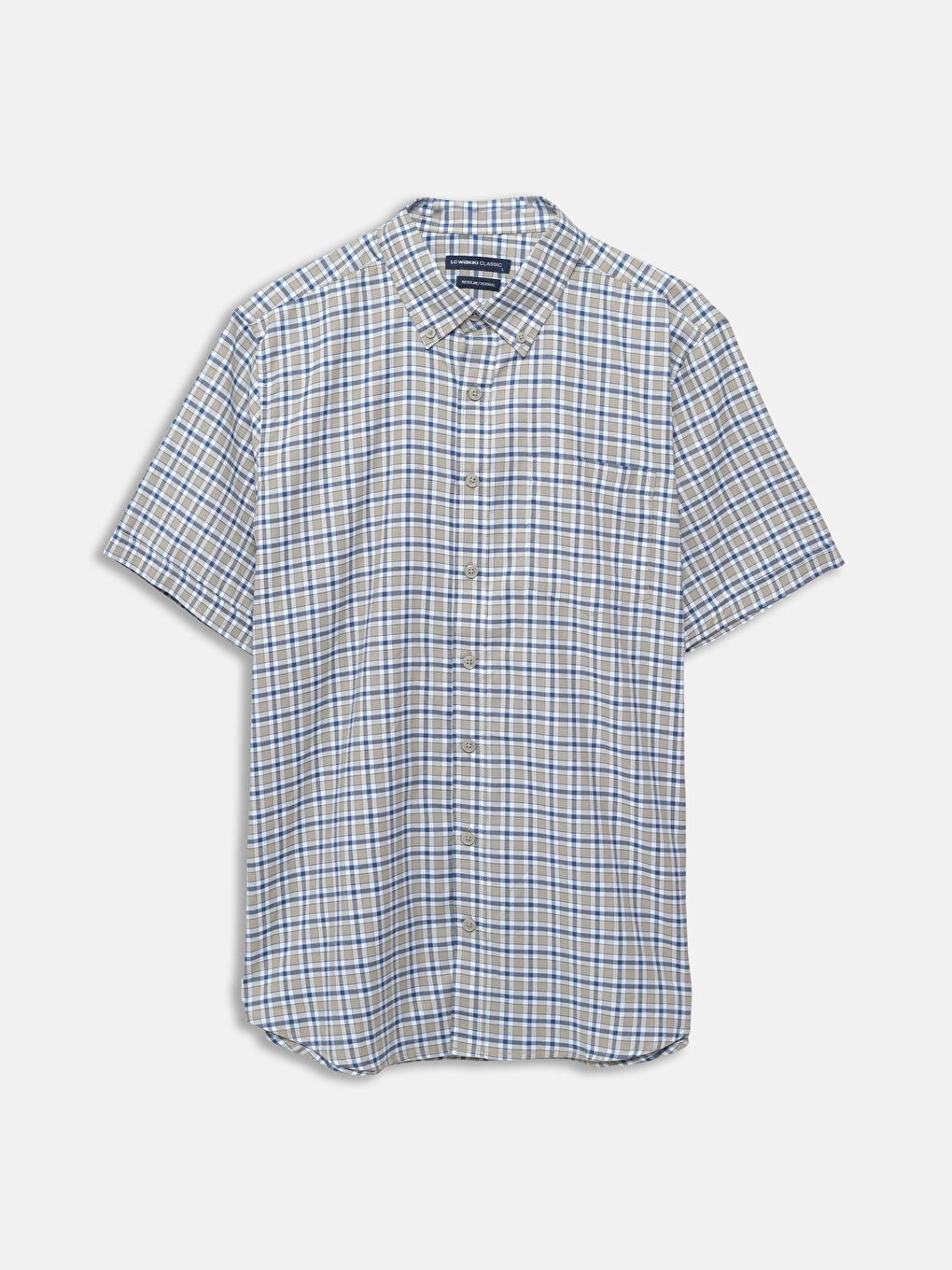 LCWAIKIKI Classic Regular Fit Kısa Kollu Ekose Oxford Erkek Gömlek -S56058Z8-LKQ
