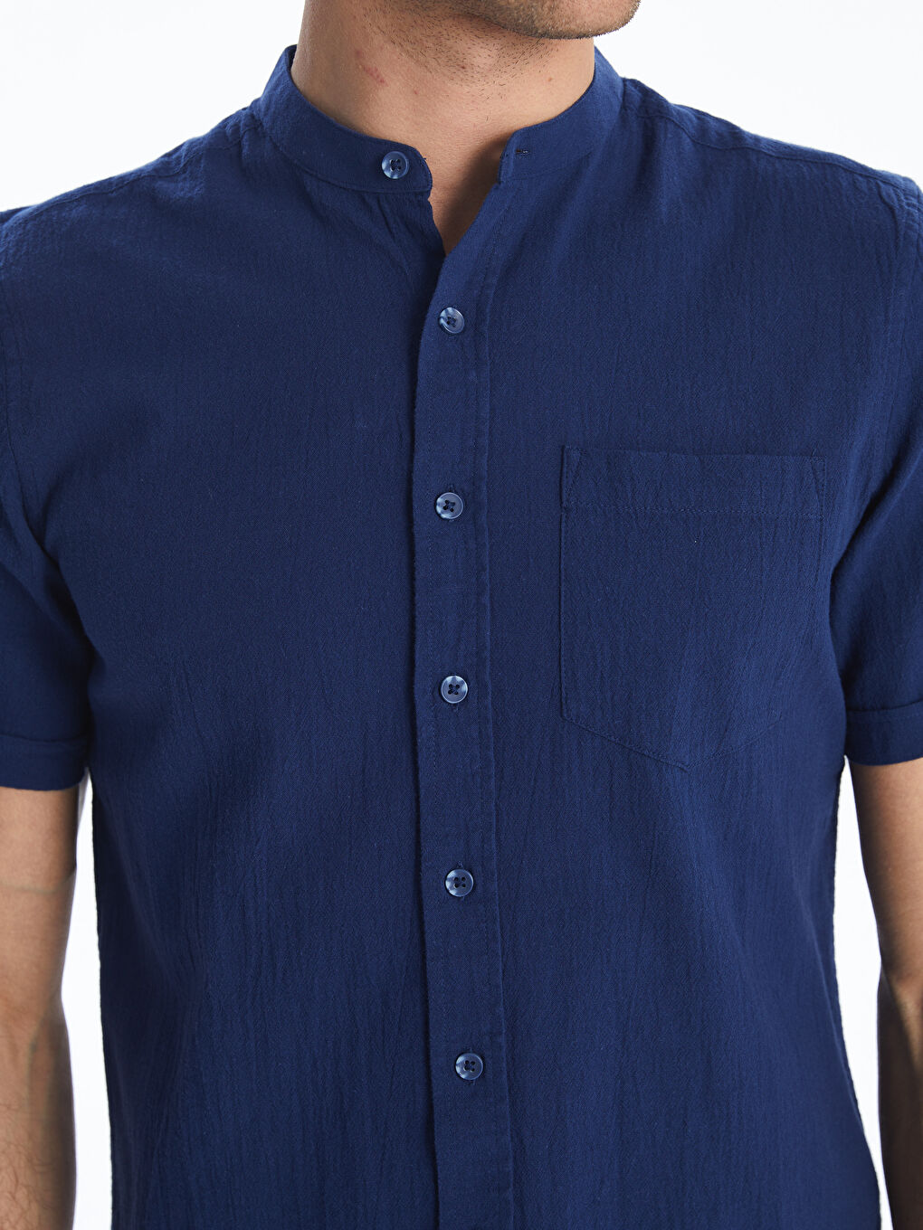 Regular Fit Grandad Collar Short Sleeve Men's Shirt -S56061Z8-CS6