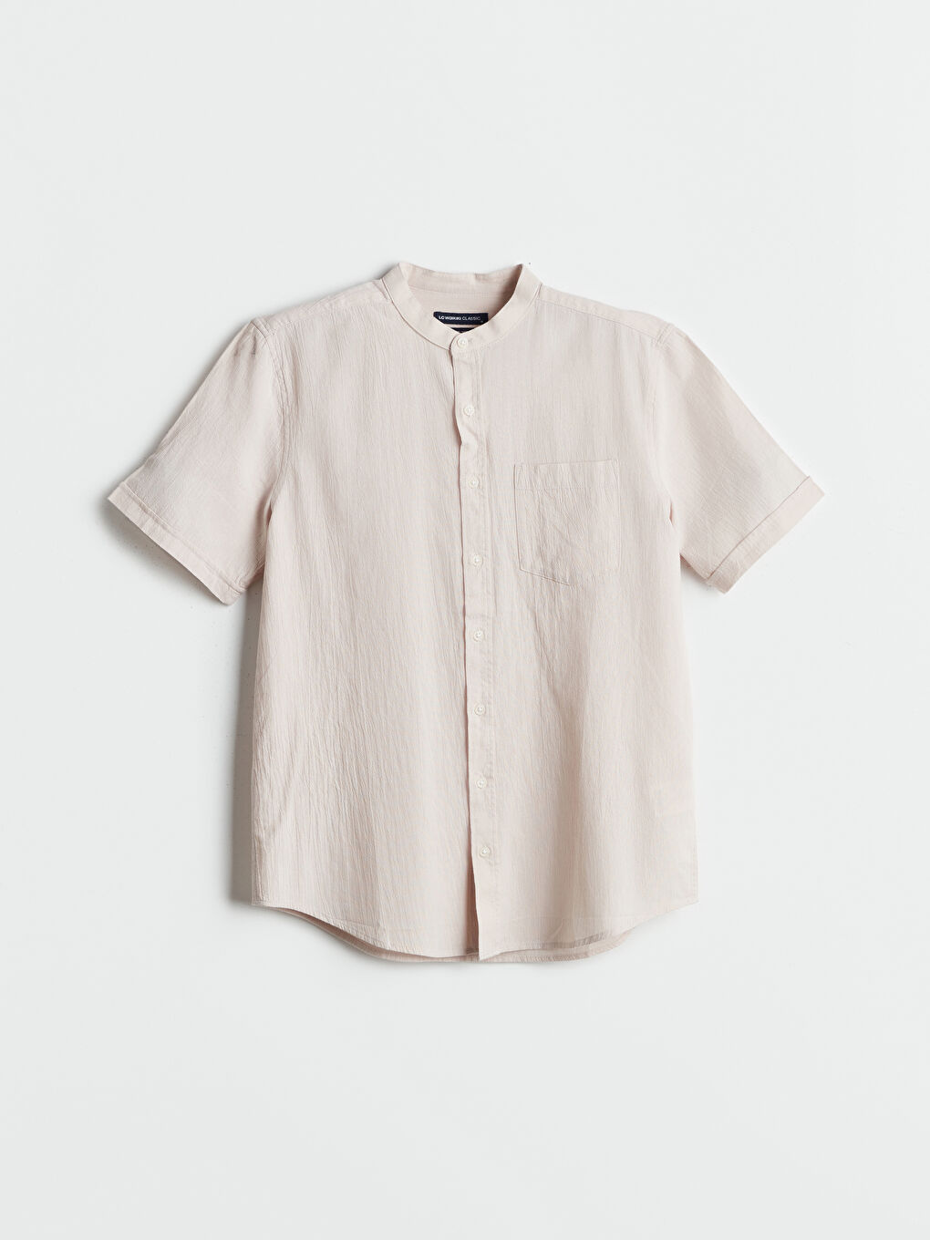 Regular Fit Grandad Collar Short Sleeve Men's Shirt -S56061Z8-VV6
